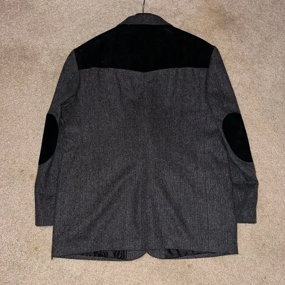NWOT Bar WS Western Country Blazer Elbow Patch Black /Gray Cowboy Jacket Size 46